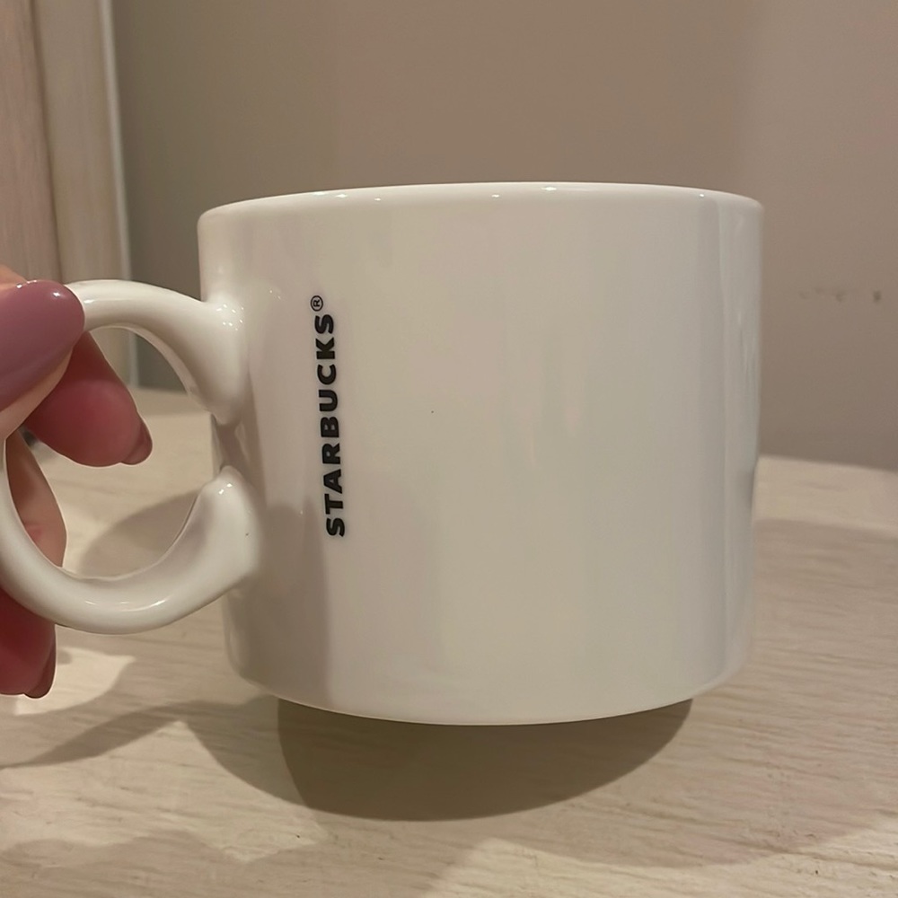 Starbucks 12 oz Coffee Cup Mug Plain Simple White With Vertical Words 2017